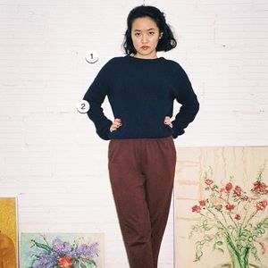 Los Angeles Apparel HEAVY JERSEY GARMENT DYE CASUAL PANTS IN BROWN XS BR…